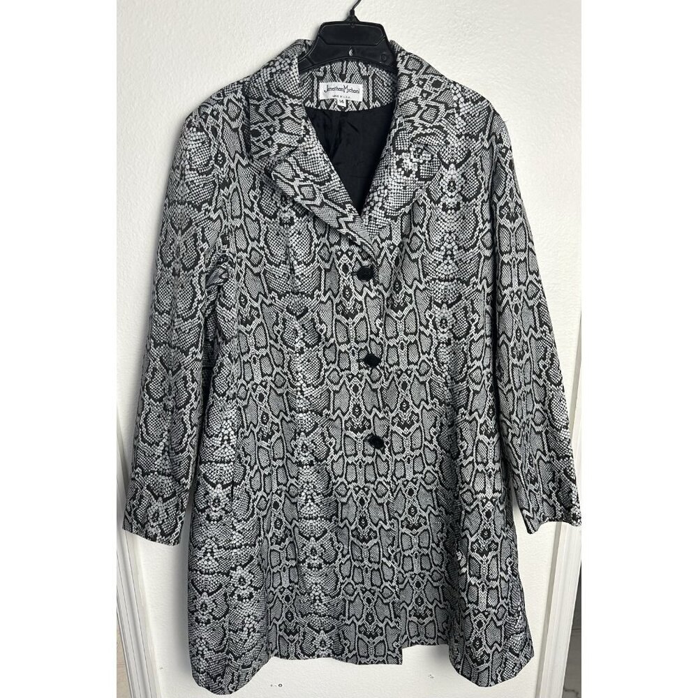 Jonathan Michael Python Snakeskin Print Coat Jacket Gray Black Women’s 14 - Picture 2 of 11